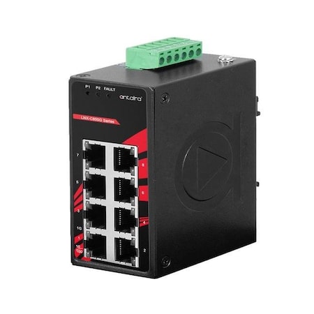 Antaira 8-Port Industrial Compact Gigabit Unmanaged Ethernet Switch, w/8-10/100/1000Tx LNX-C800G-T